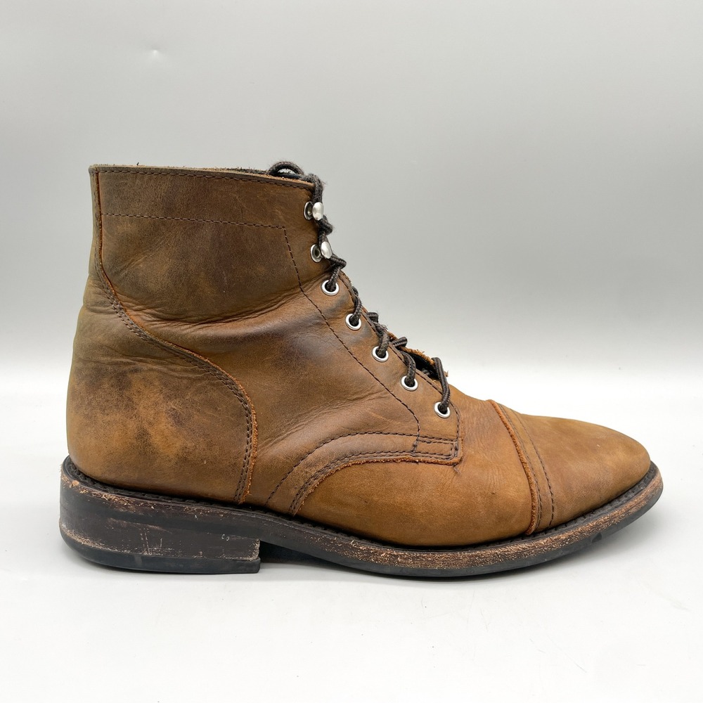 Thursday Boot Co Mens 10 Captain Brown Leather Cap Toe Lace Up Rugged Workwear